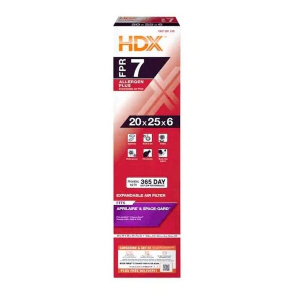 HDX 20x25x6 Air Filter Replacement for AprilAire/Space-Gard MERV 11 FPR 7