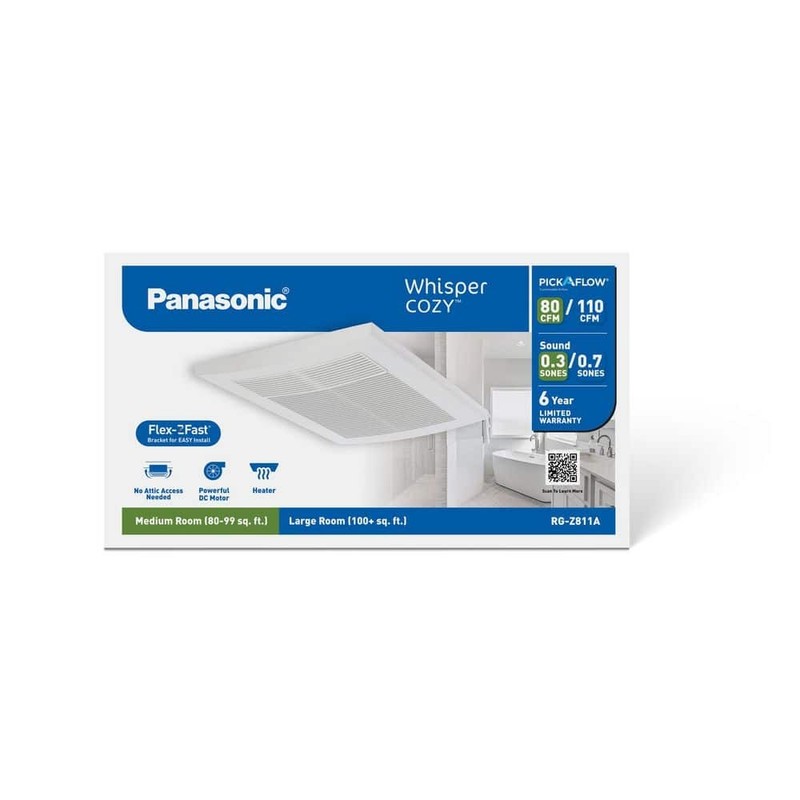 Panasonic Whisper Cozy DC 80/110 CFM Ceiling Exhaust Fan/Heater NO COVER - Image 2
