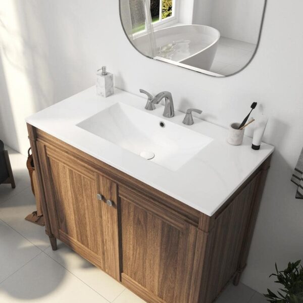 Eridanus Tucson 36"x18" Vitreous China Vanity Top White Single Sink 3-Hole 8"