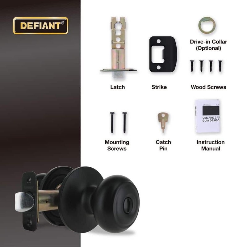 Defiant Hartford Matte Black Bed/Bath Door Knob - Image 5
