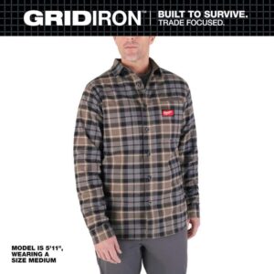 Milwaukee Men's Medium Gray GRIDIRON Flannel Shirt