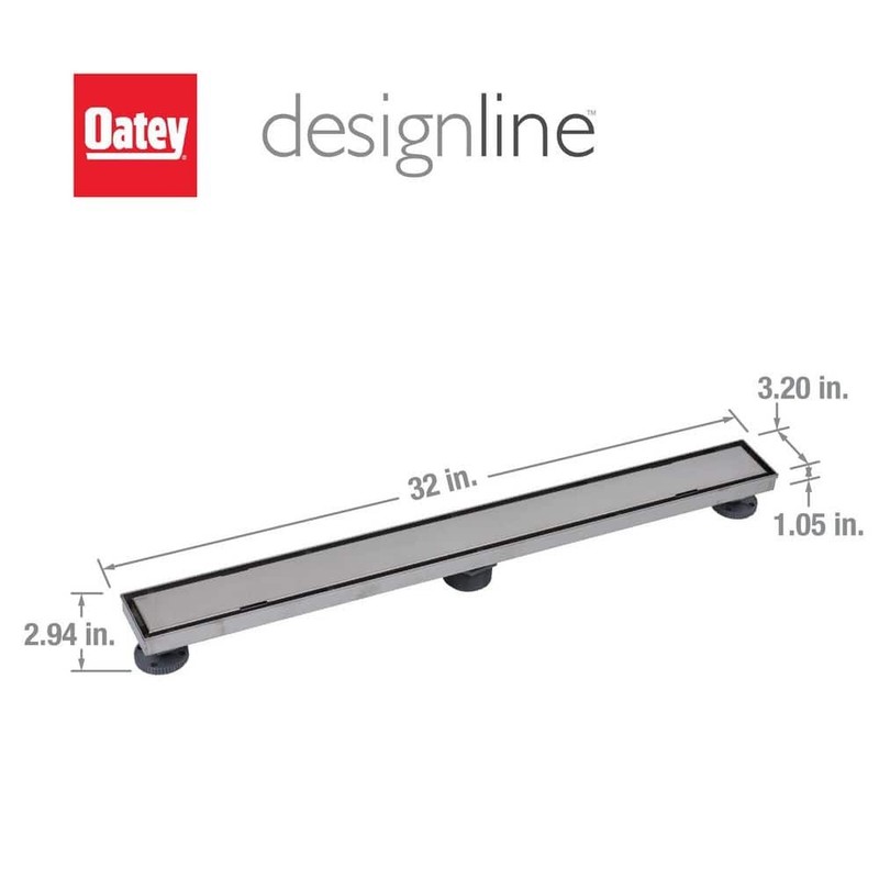 Oatey Designline 32 in. Stainless Steel Linear Shower Drain Tile-In Drain Cover - Image 2