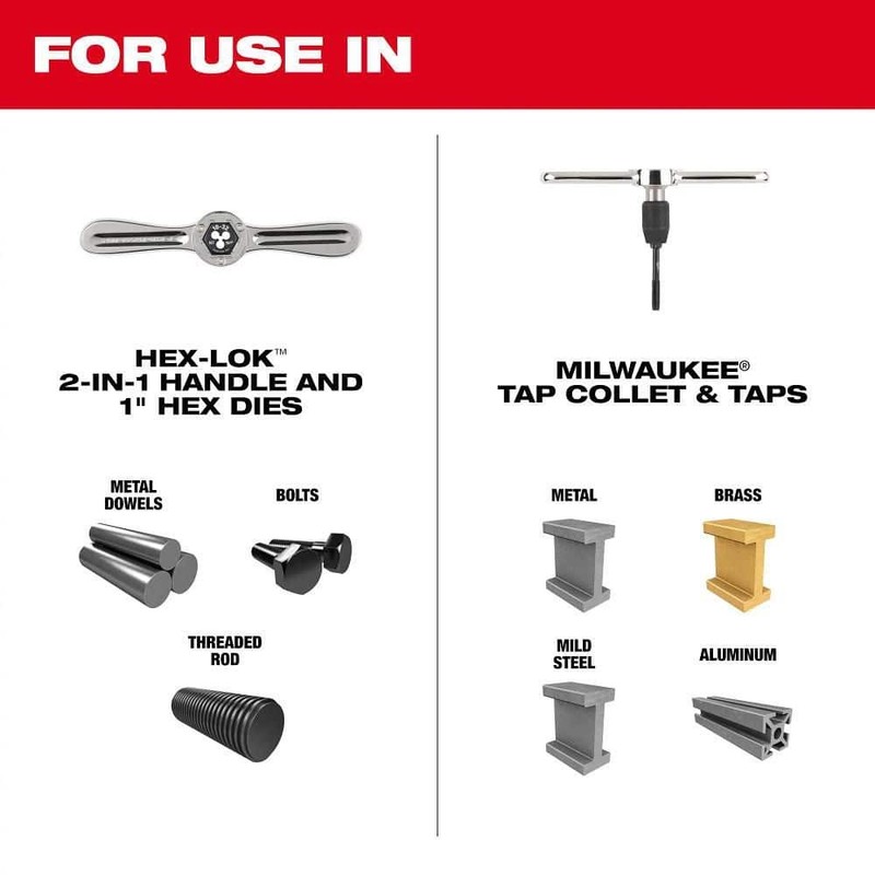 Milwaukee SAE Tap and Die Set w/Hex-LOK 2-in-1 Handle (15-Piece) - Image 2