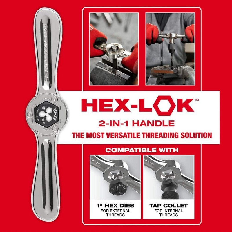 Milwaukee SAE Tap and Die Set w/Hex-LOK 2-in-1 Handle (15-Piece) - Image 4