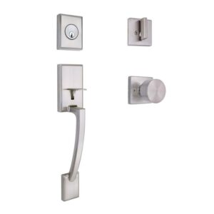 Home Decorators Merritt Satin Nickel Door Handleset with Ridgeway Interior Knob