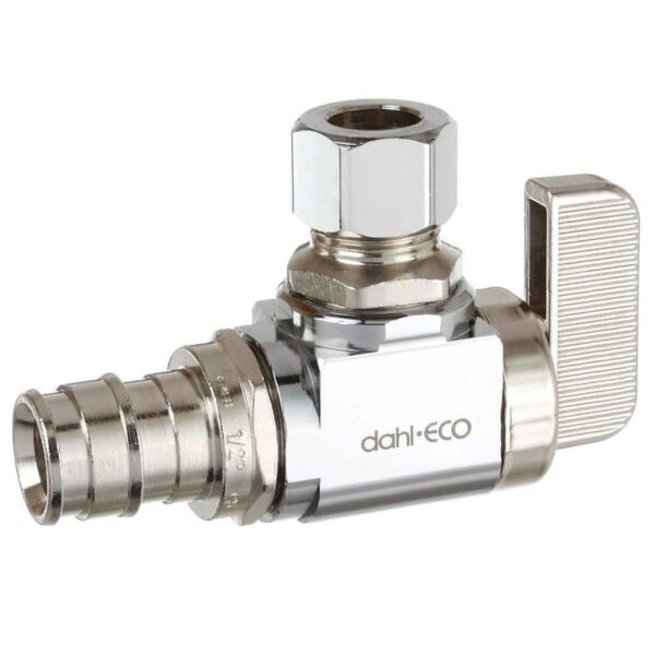 DAHL 1/2 in. Cold Expansion PEX x 3/8 in. Compression Outlet 1/4-Turn Angle Stop