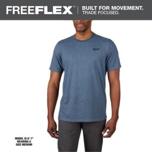 Milwaukee Men's X-Large Blue Cotton/Polyester Short-Sleeve Hybrid Work T-Shirt