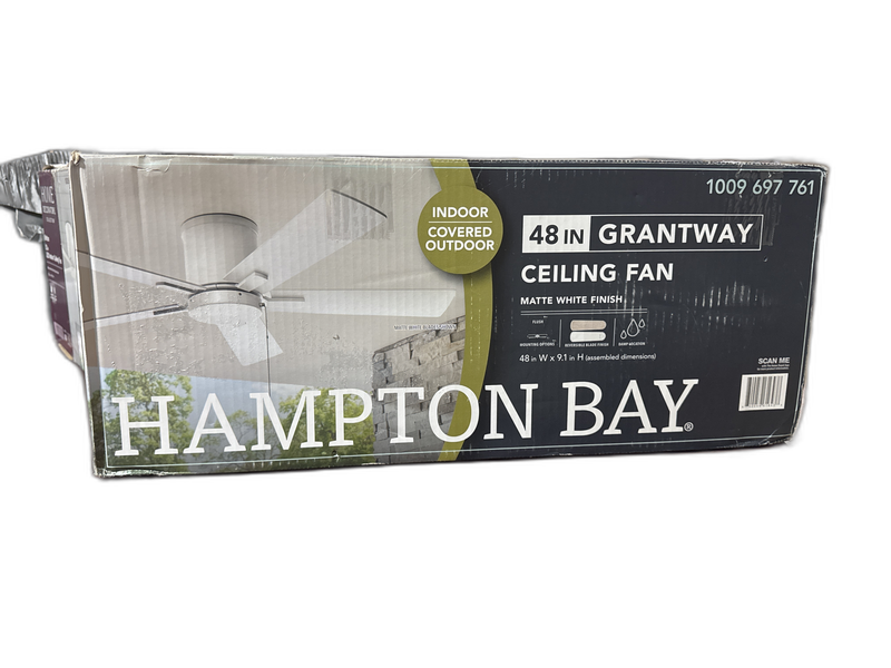Hampton Bay Grantway 48 in. Indoor/Covered Outdoor Matte White Low Profile Fan - Image 12