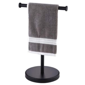 ACEHOOM Countertop T-Shape 1-Piece Towel Rack Holder in Matte Black