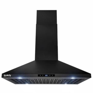 AKDY 30 in 343 CFM Convertible Island Mount Range Hood Black Stainless Steel