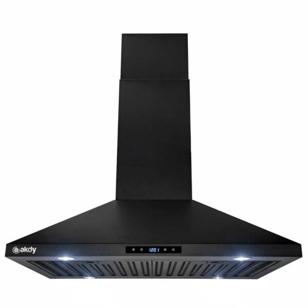 AKDY 30 in 343 CFM Convertible Island Mount Range Hood Black Stainless Steel