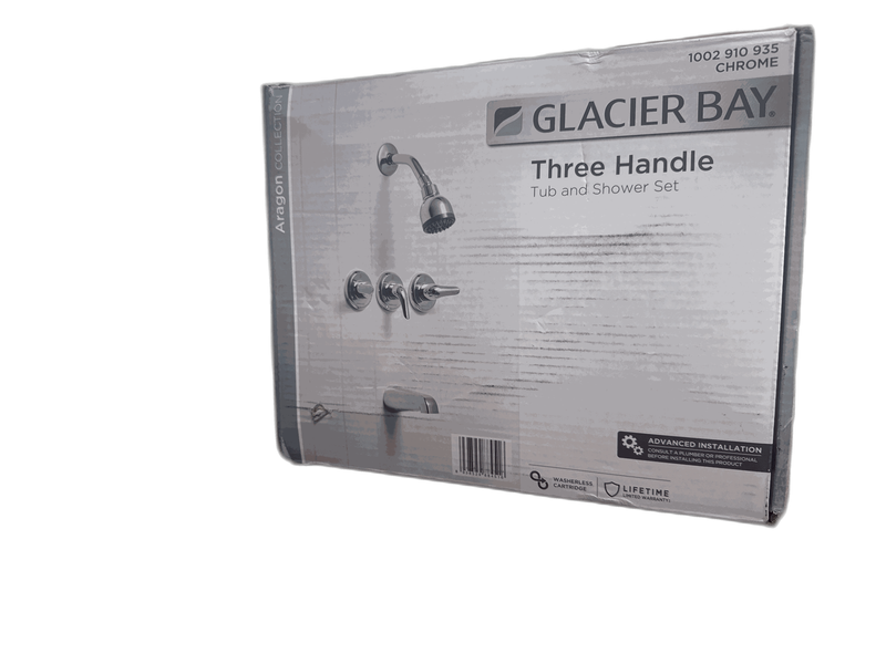 Glacier Bay Aragon 3 Handle 1-Spray Tub & Shower Faucet 1.8 GPM Chrome w/Valve - Image 14