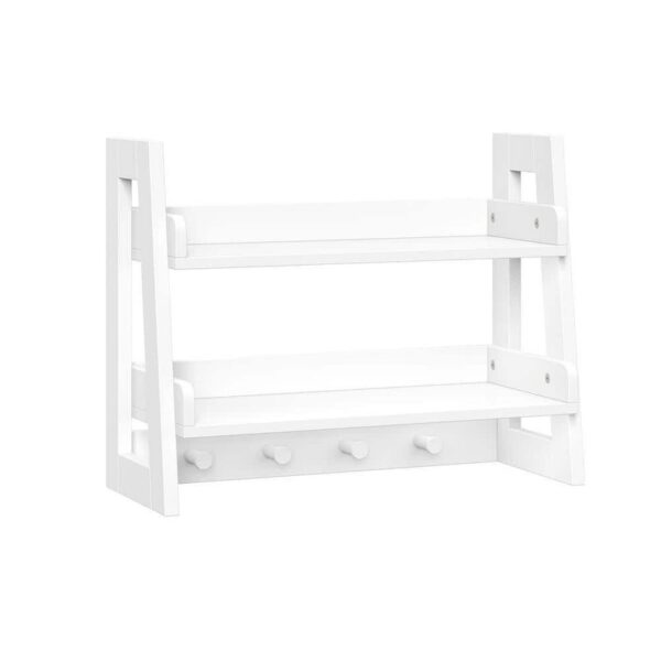 RiverRidge Home Amery 20" W x 8.5" D x 15.75" H 2-Tier Ladder Shelf with Hooks