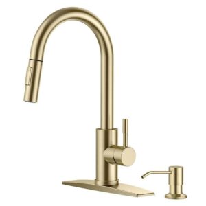 ANZA Single Handle Pull Down Sprayer Kitchen Faucet with Soap Dispenser