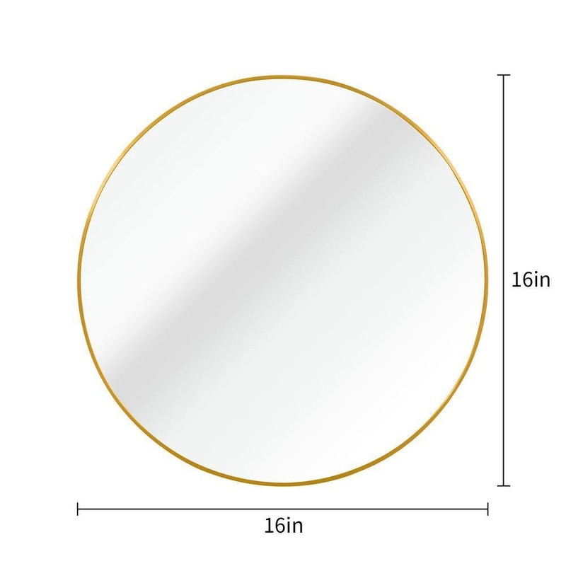 GQB 16 in. W x 16 in. H Round Wall Mounted Brushed Framed Bathroom Vanity Mirror - Image 4