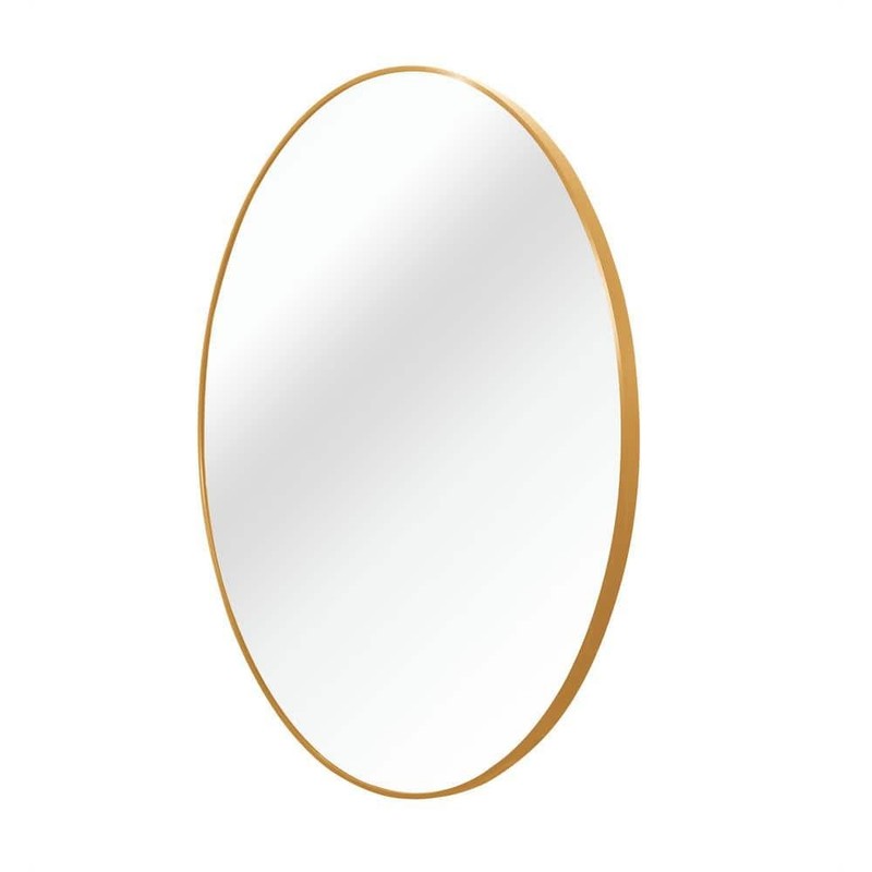 GQB 16 in. W x 16 in. H Round Wall Mounted Brushed Framed Bathroom Vanity Mirror - Image 5