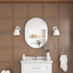 HDC Emmeline 24" W x 32" H Oval Framed Wall Mount Bathroom Vanity Mirror Chrome