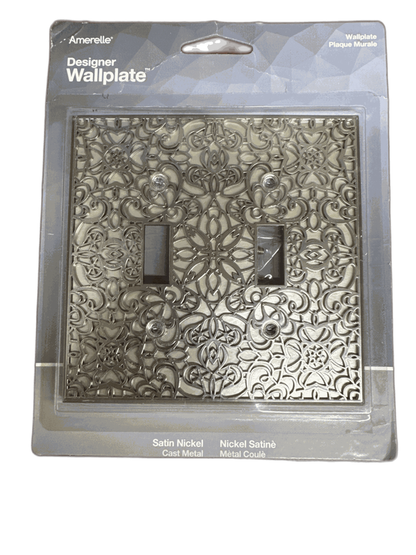 AMERELLE Momfort 2 Gang Toggle Metal Wall Plate - Satin Nickel - Image 4