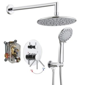 BWE Single Handle 3 Spray Rain Shower Faucet 2.5 GPM Polished Chrome w/Valve
