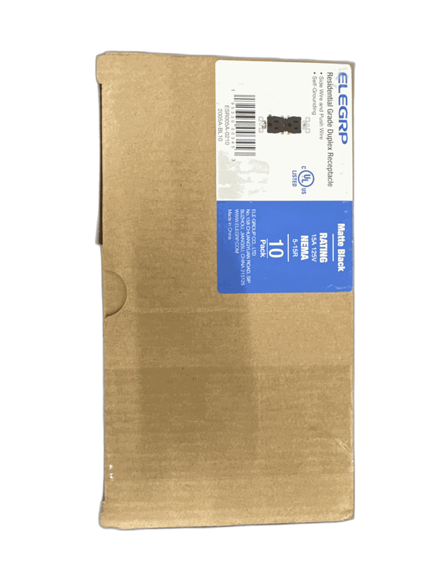 ELEGRP15A 125V Tamper Resistant Duplex Outlet Self Grounding Black (10-Pack) - Image 10