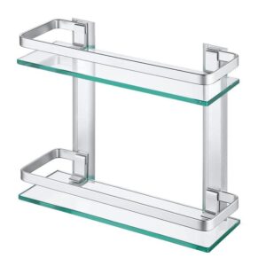 ACEHOOM 14" W x 5" D x 12" H Wall Mount 2-Tier Bathroom Glass Floating Shelf