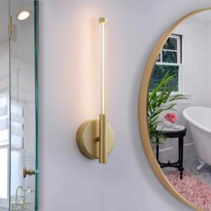 LLHZSY 16.93 in. 1-Light Gold Linear Dimmable Integrated LED Vanity Wall Sconce