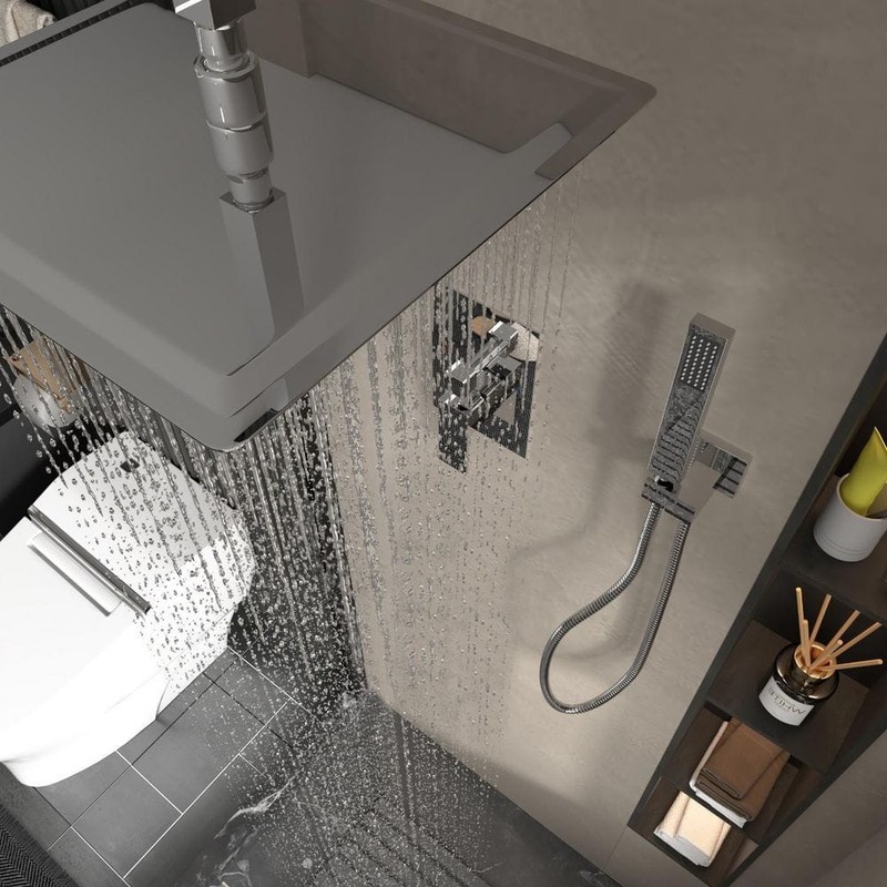 BWE Single-Handle 2-Spray Square High Pressure Shower Faucet - Image 6