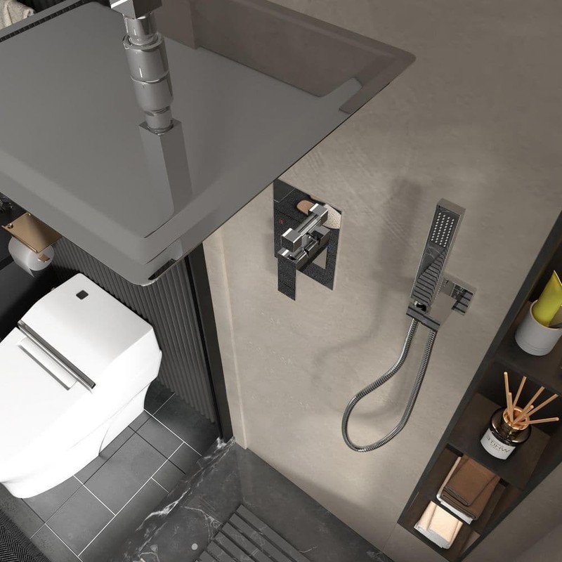 BWE Single-Handle 2-Spray Square High Pressure Shower Faucet - Image 7