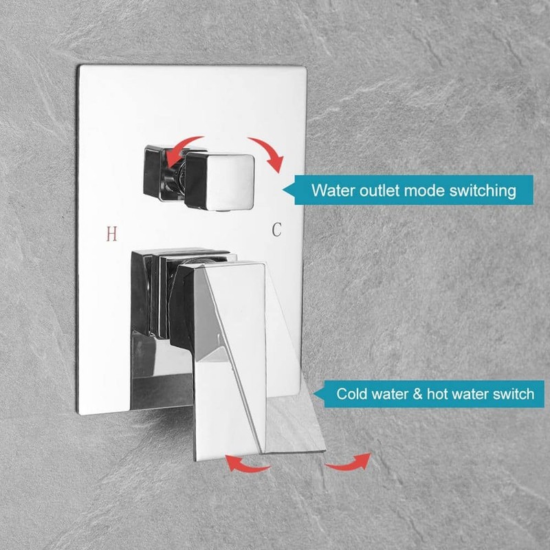 BWE Single-Handle 2-Spray Square High Pressure Shower Faucet - Image 11