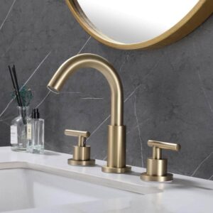 FLG 8 in. Widespread Double Handle Bathroom Sink Faucet 3 Holes Brass Modern