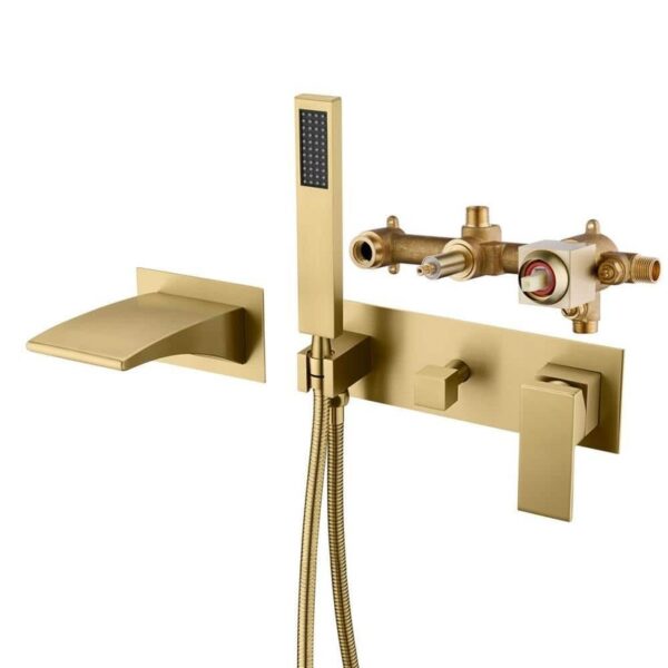 SUMERAIN Waterfall Single-Handle Wall Mounted Roman Tub Faucet with Hand Shower