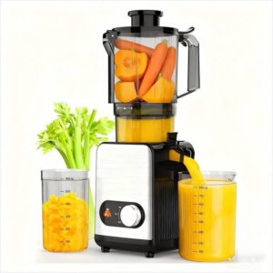 COWSAR 200 W 24 oz. Cold Press Juicer Machine, 4.35 in. Wide Feed Chute