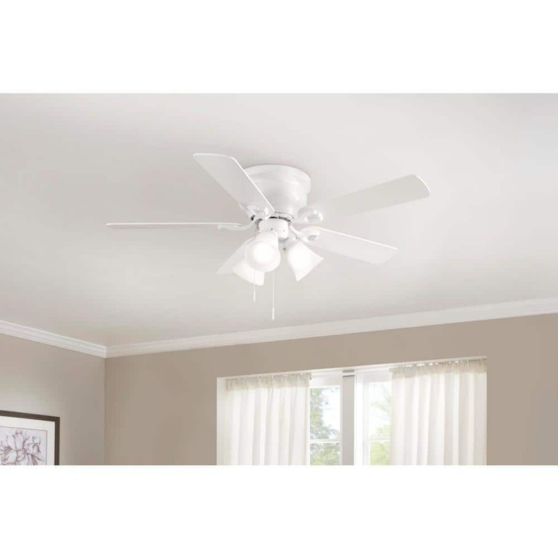 Hampton Bay Clarkston II 44 in. LED Indoor White Ceiling Fan with Light Kit - Image 2