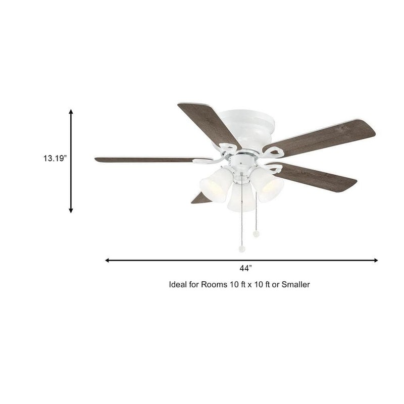 Hampton Bay Clarkston II 44 in. LED Indoor White Ceiling Fan with Light Kit - Image 3