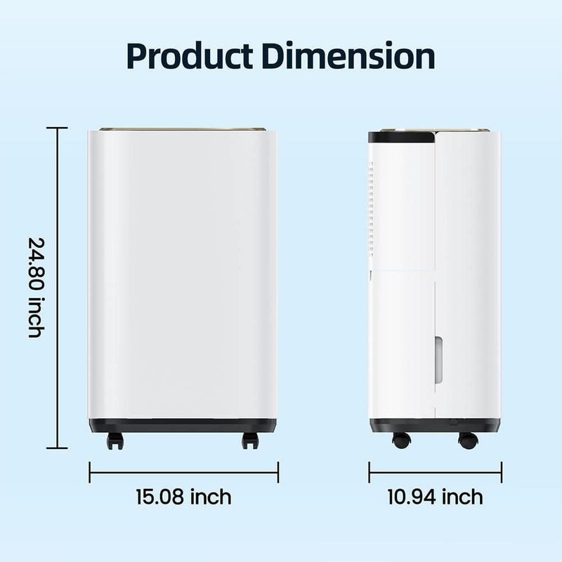 Edendirect 50 pt. 4500 sq.ft. Portable Dehumidifier White, w/Bucket, Drain Hose - Image 11