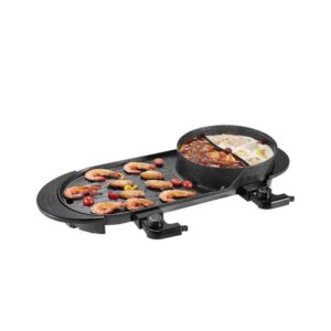 SKYSHALO 2200W 2-in-1 Electric Hot Pot and Grill 153 sq. in.Smokeless Korean
