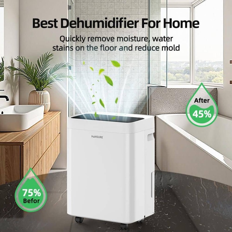 Edendirect 53 pt. 4,500 sq. ft. Dehumidifier with Drain Hose, Bucket in. White - Image 9