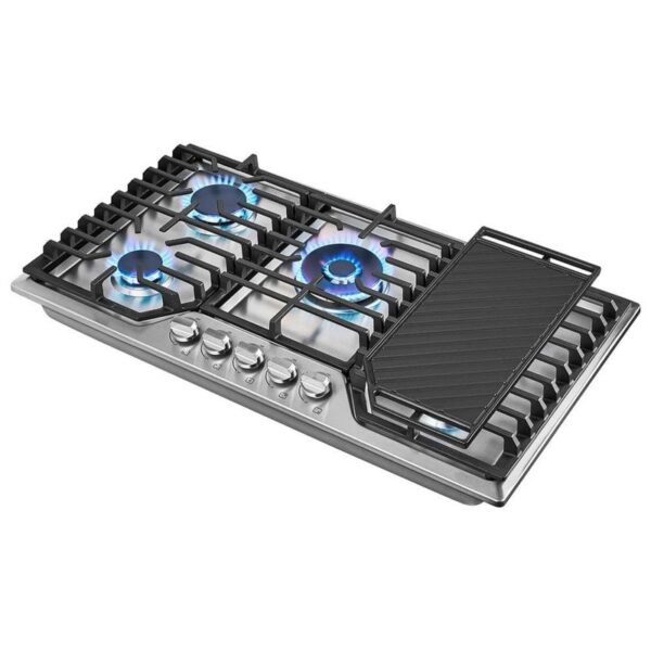 Sunmaki 30 in Gas Cooktop 5 Burner Recessed Stainless Steel Power Burners