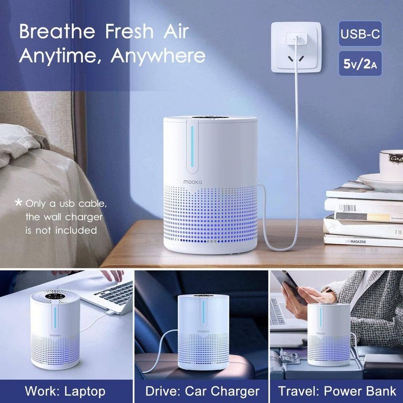 Edendirect 300 sq. ft. H13 True HEPA Personal Room Air Purifier in White, Timer - Image 8