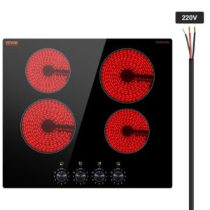 VEVOR Black Elements Electric Cooktop 24 in. 4-Burners Built-in Electric Stove