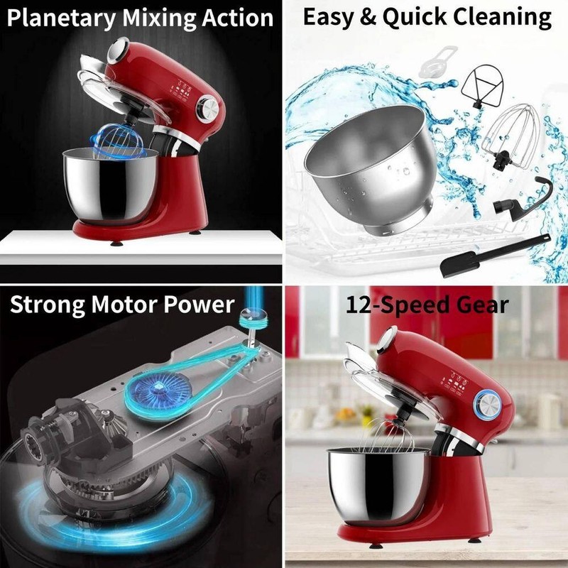 COWSAR Stand Mixer, 12 Speeds Tilt-Head Electric Stand Mixer, 3-In-1 Mixer - Image 3