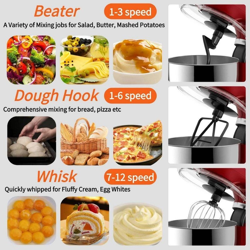 COWSAR Stand Mixer, 12 Speeds Tilt-Head Electric Stand Mixer, 3-In-1 Mixer - Image 5