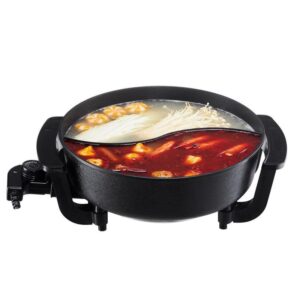 SKYSHALO Electric Hot Pot 1360W 5L 109.5 Double-Flavor Shabu with Divider Glass