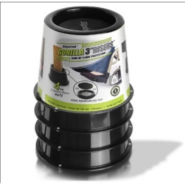 Gorilla Floor Protection Gorilla 3 in. Black Furniture/Bed Risers (Set of 4)