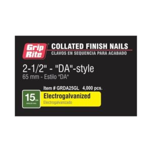 Grip-Rite 2-1/2" x 15-Gauge Electrogalvanized DA-Style Finish Nails 2800 per Box