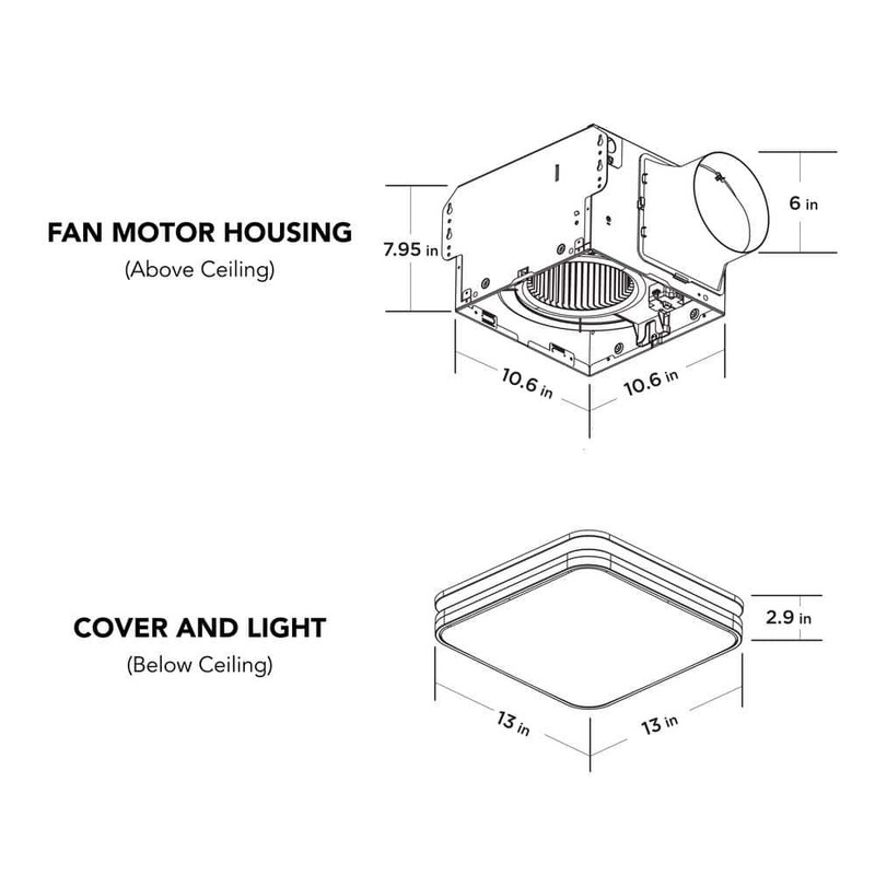 Commercial Electric 130/160 CFM Square Bathroom Exhaust Fan LED Night Light - Image 2