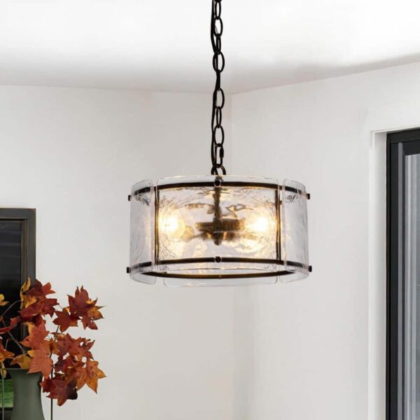 EDISLIVE Chloe 3-Light 11.8 in. Water Glass Black Chandelier for Dinning Room