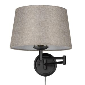 Golden Lighting Eleanor 1-Light Matte Black Wall Sconce w/ Natural Sisal Shade