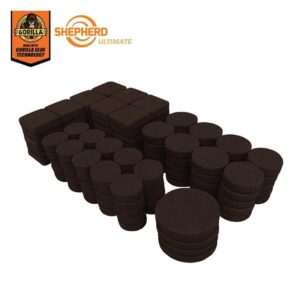 Shepherd Assorted Brown Self Adhesive Furniture Sliders Felt Pads 134 Piece Pack