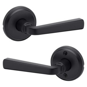 Kwikset Trafford Matte Black Reversible Round Straight Hall/Closet Door Handle